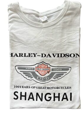 VTG Harley~Davidson Tee XXL Shanghai 2003 100 Years Of Great Motorcycles White